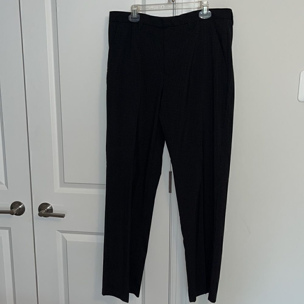 Men’s poly/spandex Ashworth Man Black Gray check plaid golf pants 36 x 34
